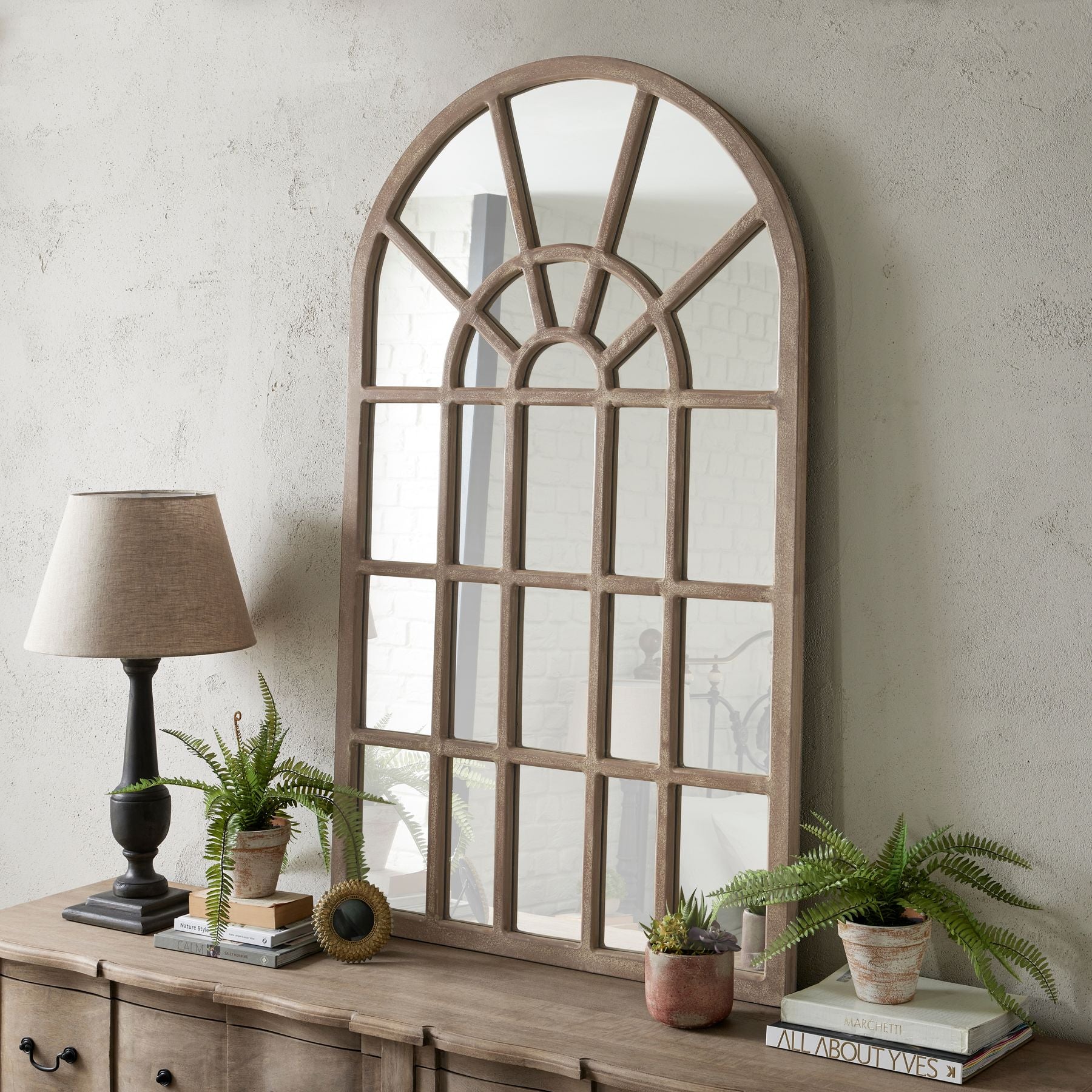 Elegant Copgrove Collection Arched Paned Wall Mirror – Luxury Designer Furniture for Premium Modern Home Decor, Curated Furniture Collection