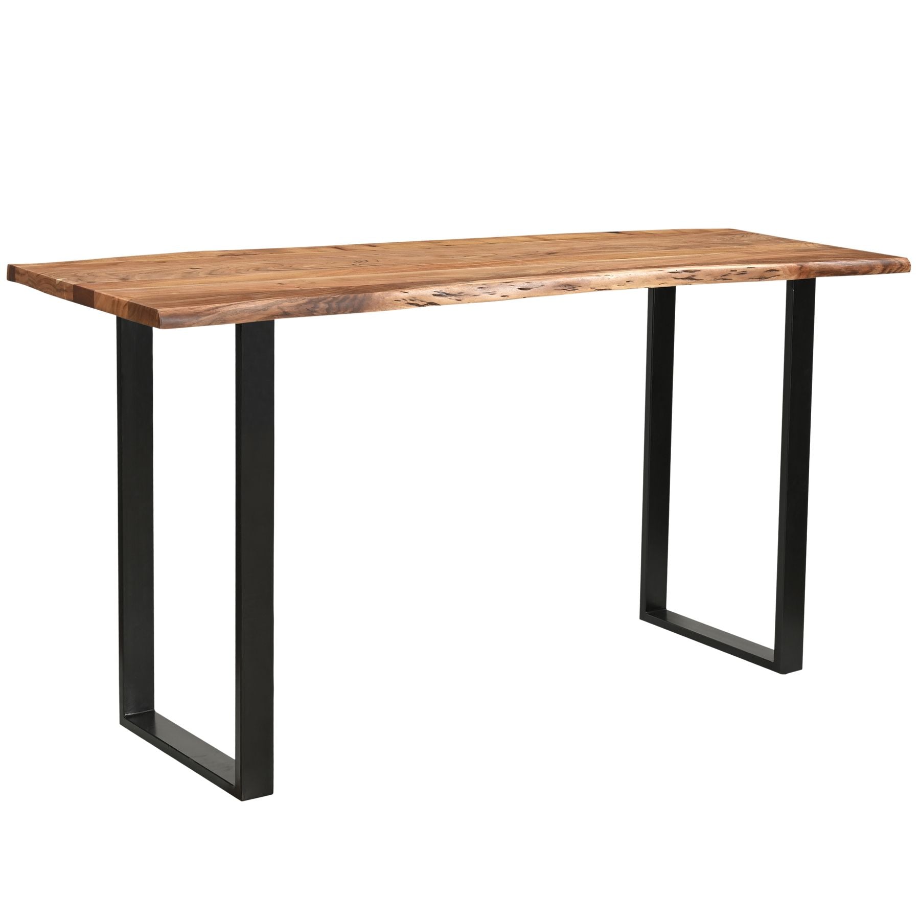 Live Edge Large Bar Table – luxury and designer furniture by renowned vendor. Modern acacia wood table with industrial metal base.