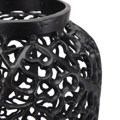 Black Cast Lattice Vase - Luxury Designer Furniture by [Vendor]. Premium modern decor for curated furniture collection.