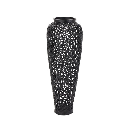 Black Cast Lattice Vase – Luxury Modern Designer Furniture, Curated for High-End Decor, Premium Home Furnishings.