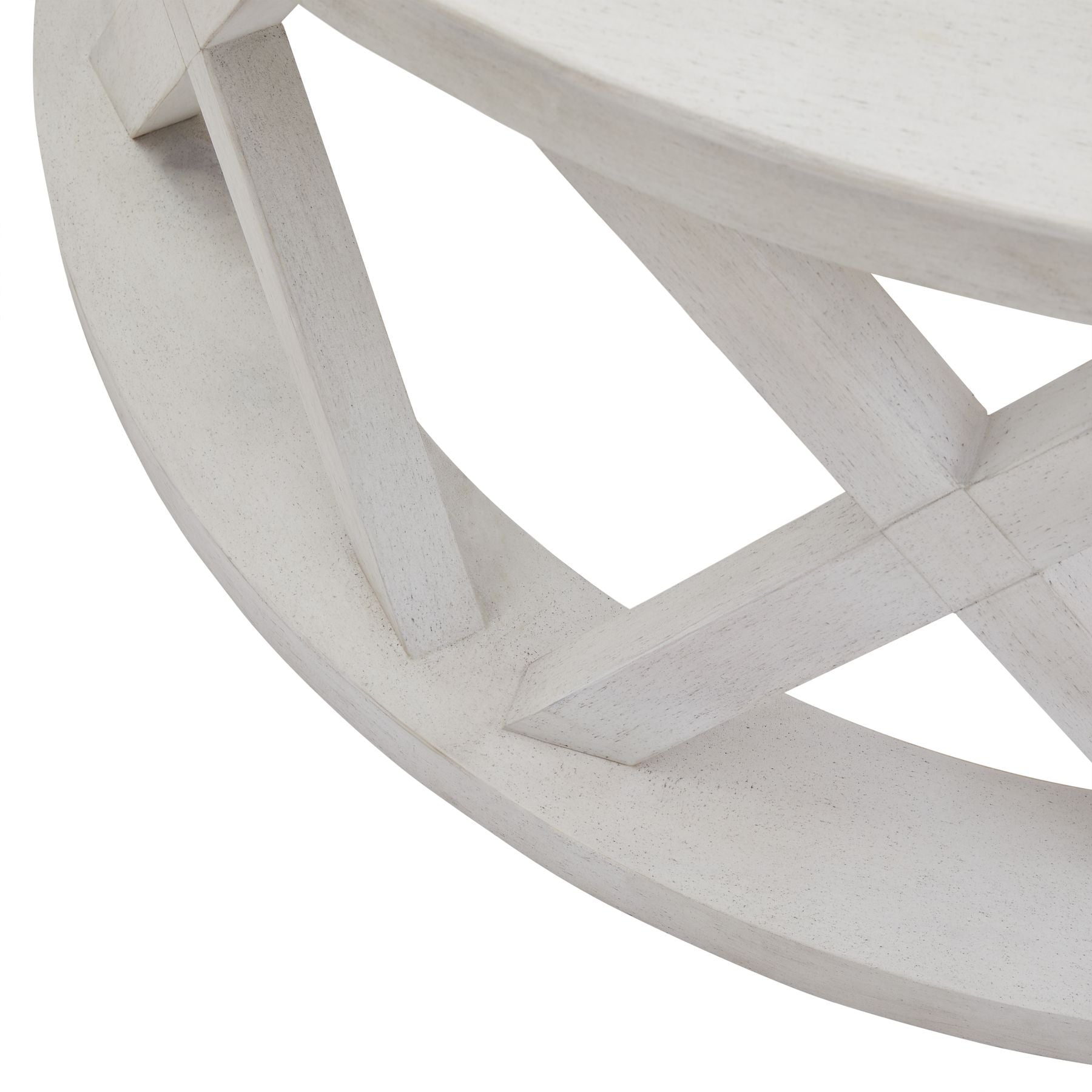 Stamford Plank Collection Round Coffee Table with rustic lattice pattern, luxury and designer furniture, modern premium home furnishings.
