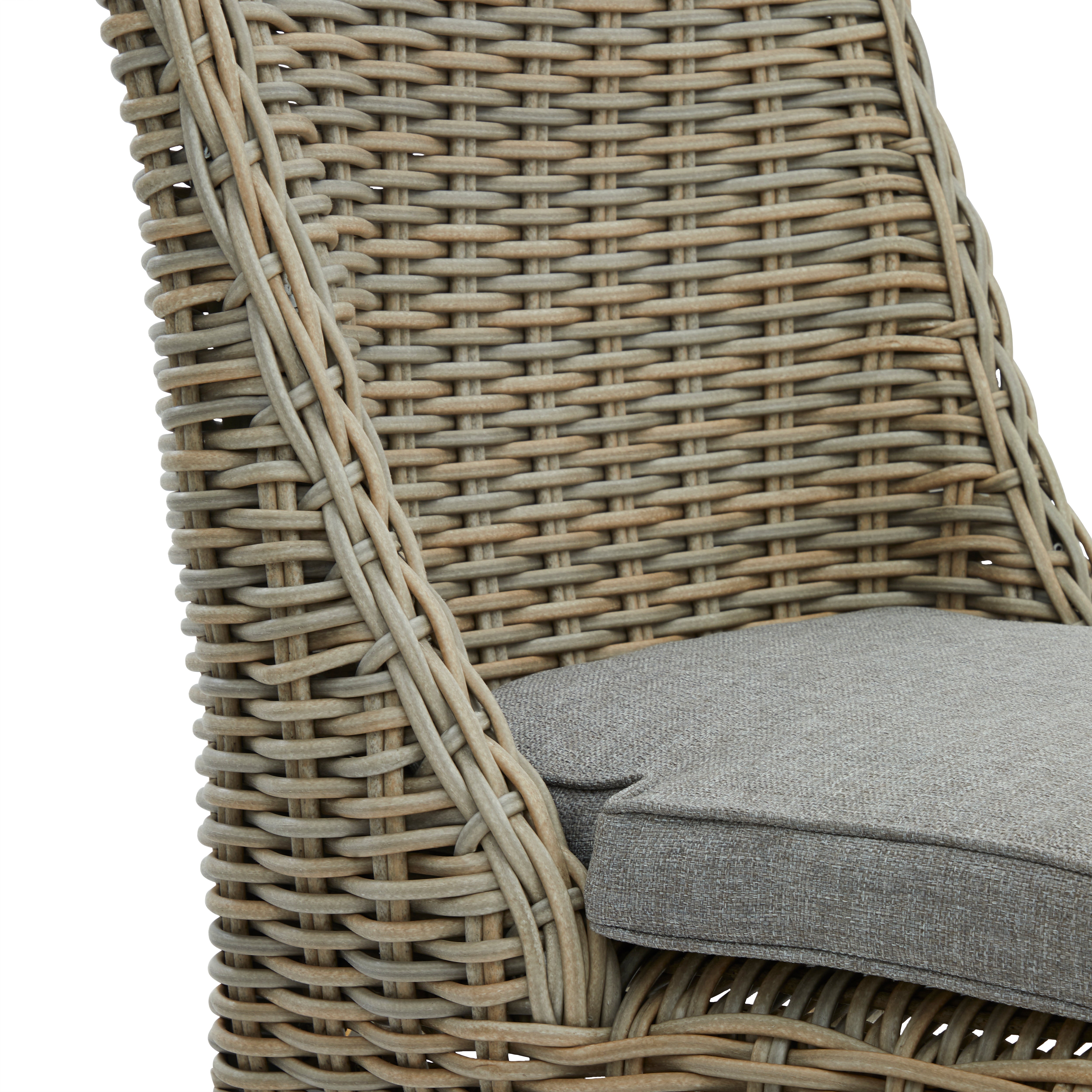 Amalfi Collection Outdoor Round Dining Chair - Modern Designer Luxury Furniture with HDPE wicker and Olefin cushions.