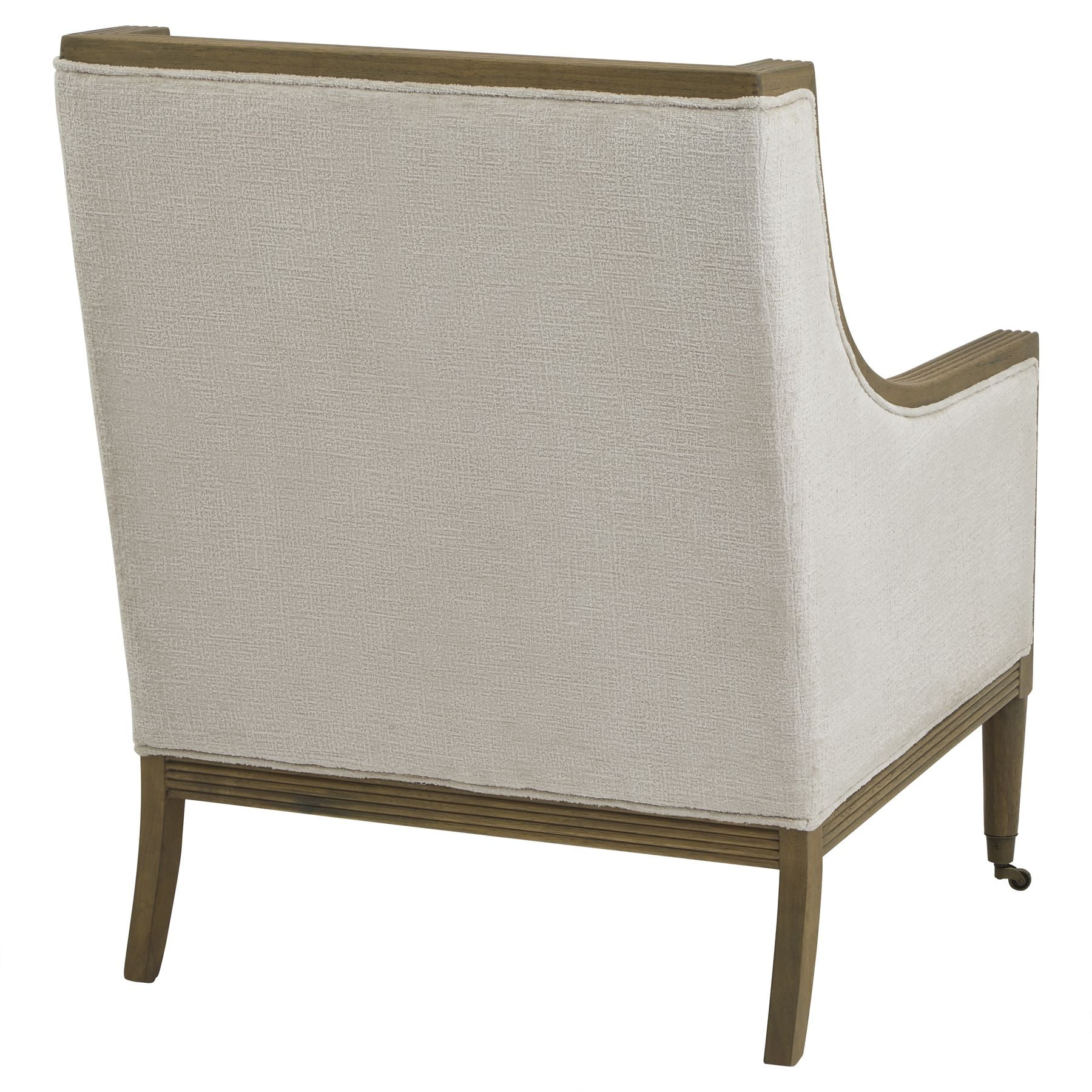 Albury Armchair back view highlighting its luxury wood finish for high-end modern home decor. Premium designer furniture.