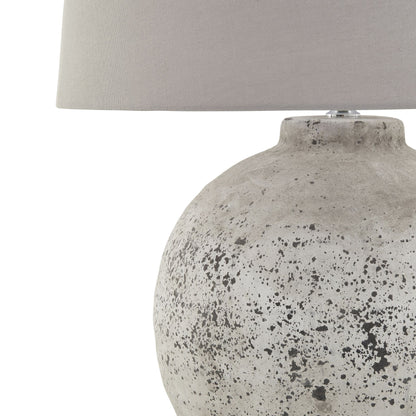 Tiber Large Stone Ceramic Lamp with speckled base and grey shade, luxury designer furniture for modern home decor.