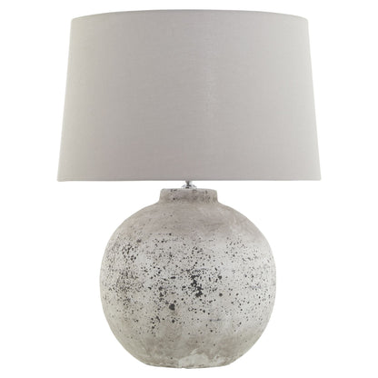Tiber Large Stone Ceramic Lamp with speckled base and grey shade, luxury designer furniture, premium modern home decor.