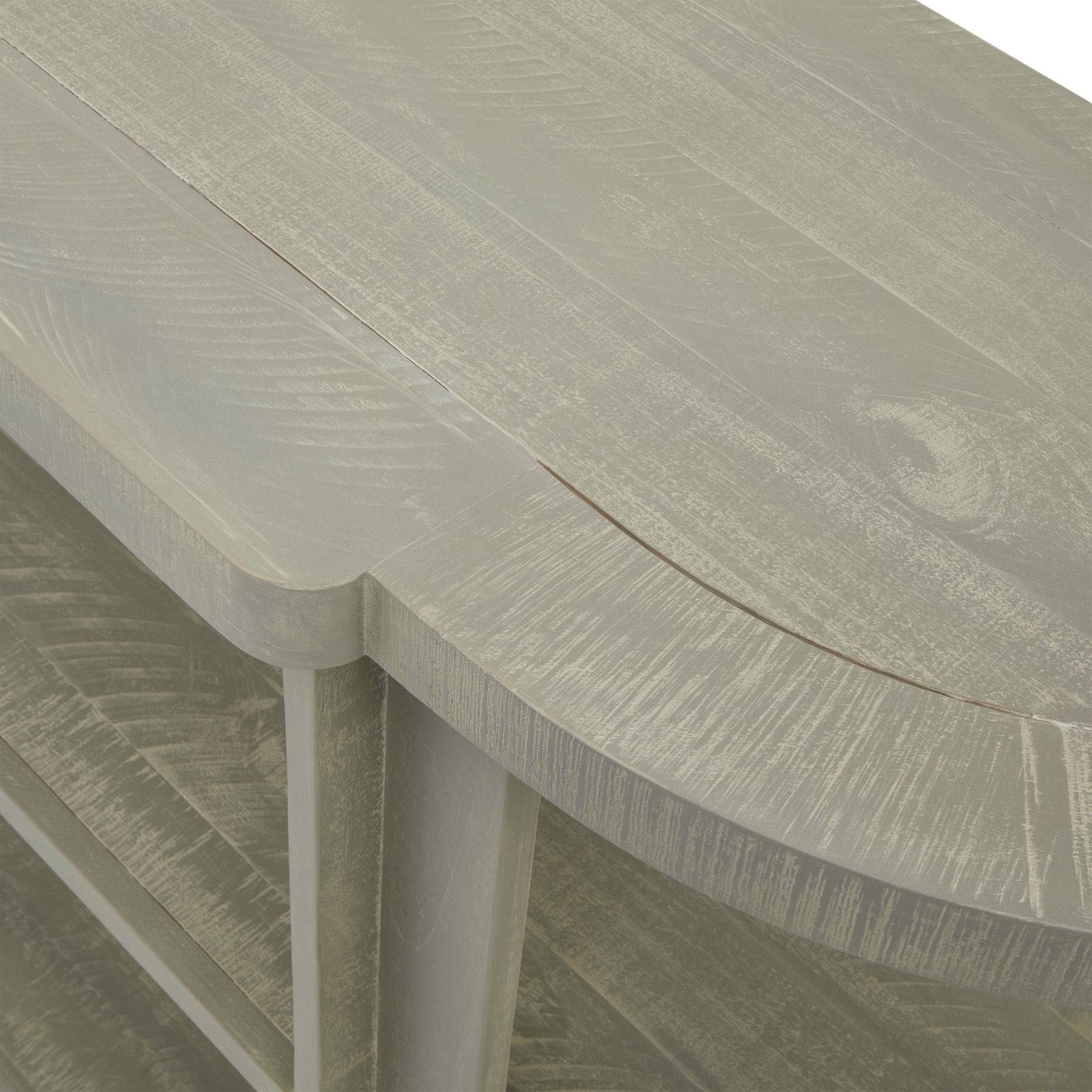 Saltaire Collection 2 Shelf Console Table - Luxury Furniture; Modern wood design with weathered look; Premium Home Furnishings.