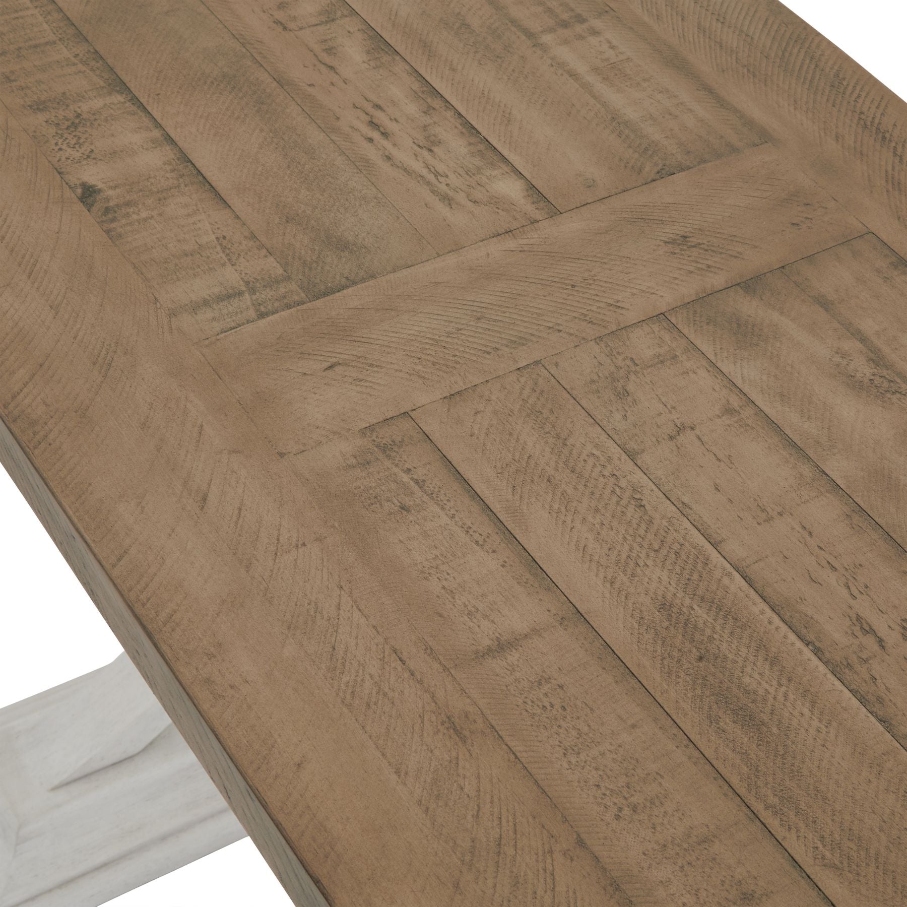 Luna Collection Console Table – Luxury Furniture, featuring a planked pine surface and off-white base. Premium modern design. Curated for elegance.