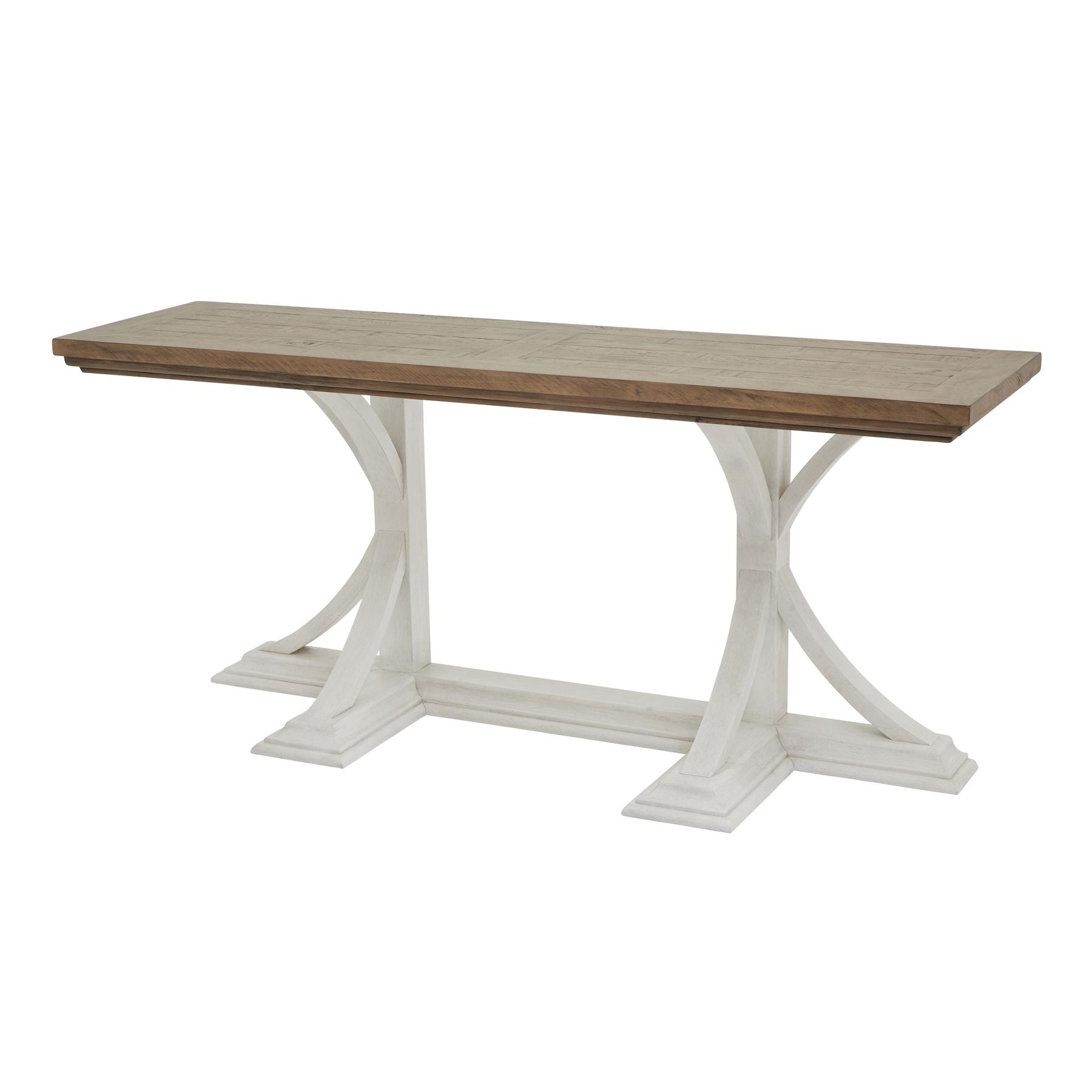 Luna Collection Console Table - Luxury Designer Furniture, Premium Modern Home Decor Piece with Planked Pine and Off-White Base.