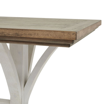 Luna Collection Rectangular Bar Table – Luxury Furniture, Modern Design with pine planking and off-white painted base for premium homes.