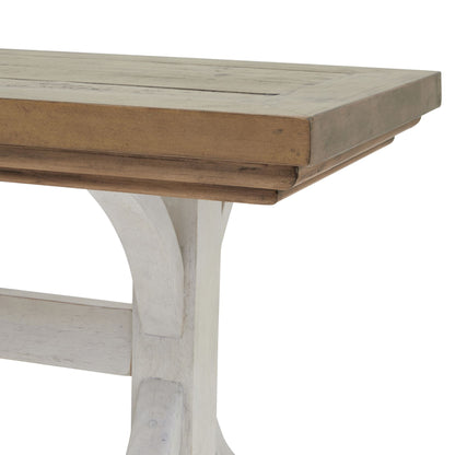 Luna Collection Dining Bench – Luxury Designer Furniture with modern off-white painted base and stained pine top. Premium Home Decor.