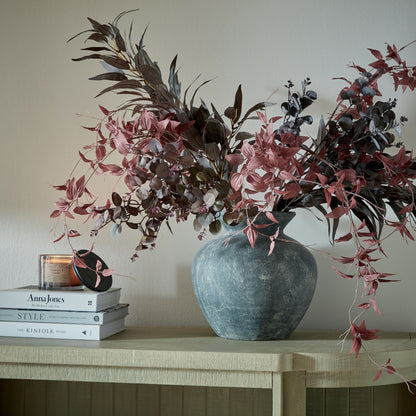 Alt Tag: Amalfi Grey Vase with artificial flowers, epitomizing luxury and modern design, perfect for premium and curated home decor.
