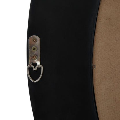 Close-up of the Black Wood Round Framed Mirror back detailing, showcasing luxury and designer craftsmanship for modern furniture collections.