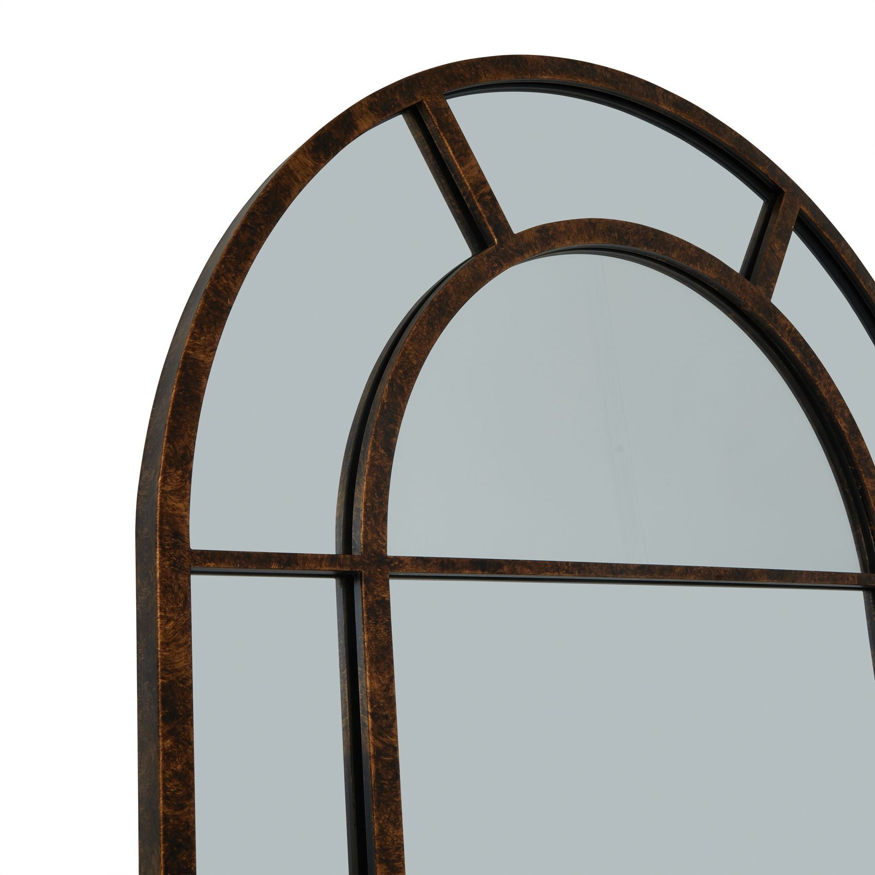 Rust Effect Large Arched Window Mirror – Luxury Designer Furniture for High-End Modern Home Decor