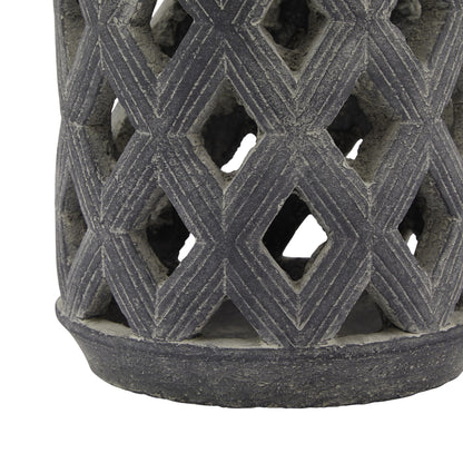 Amalfi Grey Large Lattice Lantern – Luxury Designer Furniture. Modern geometric patterns for high-end home decor. Premium craftsmanship.