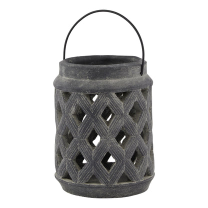 Amalfi Grey Large Lattice Lantern by Designer Furniture. Luxury modern furnishings for high-end home decor.