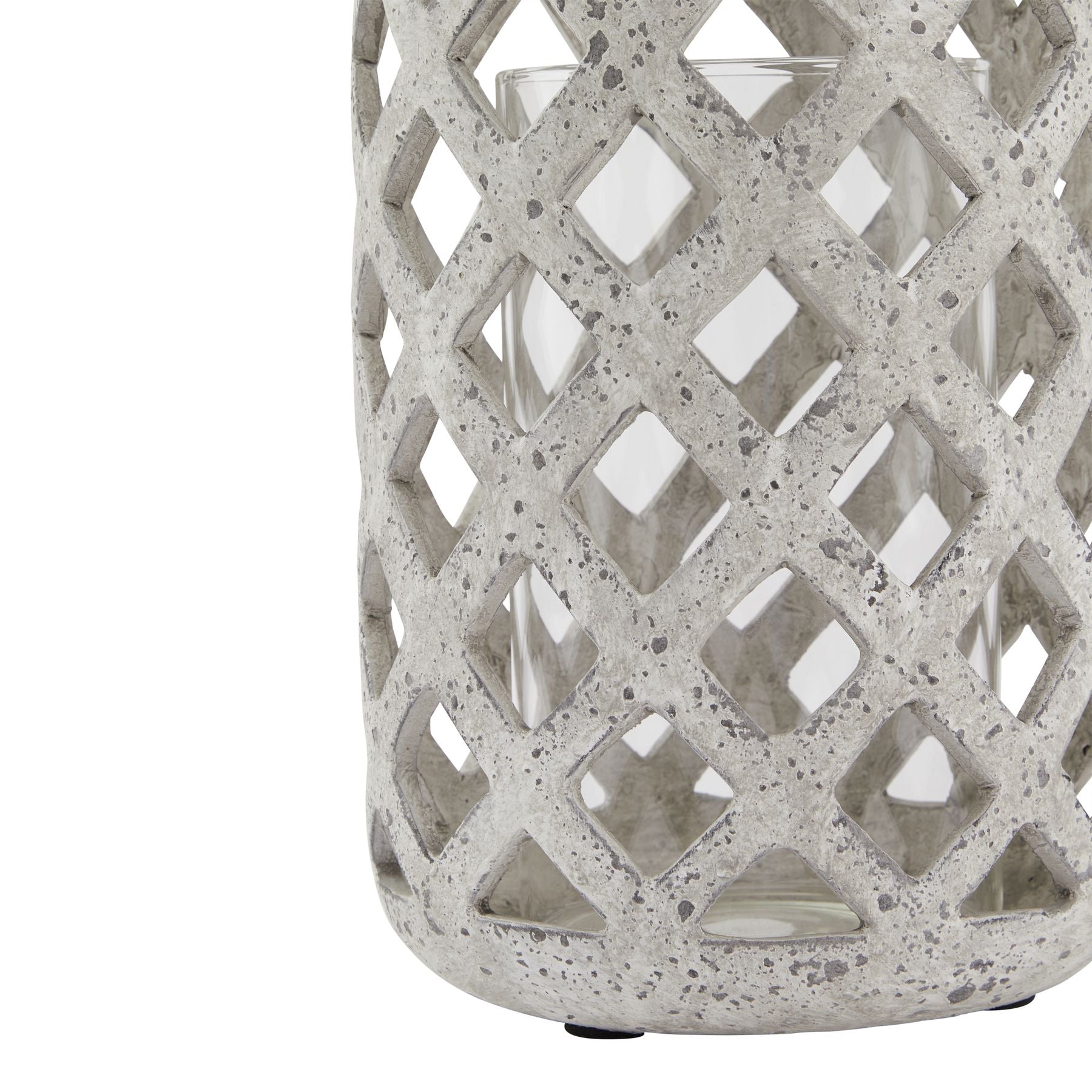 Grey Stone Effect Hurricane Lantern - Luxury Designer Furniture for Modern Home Decor | Premium Home Furnishings Collection