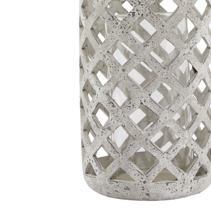 Large Grey Stone Effect Hurricane Lantern - Luxury Modern Furniture, Designer Curated Collection for Premium Home Decor.