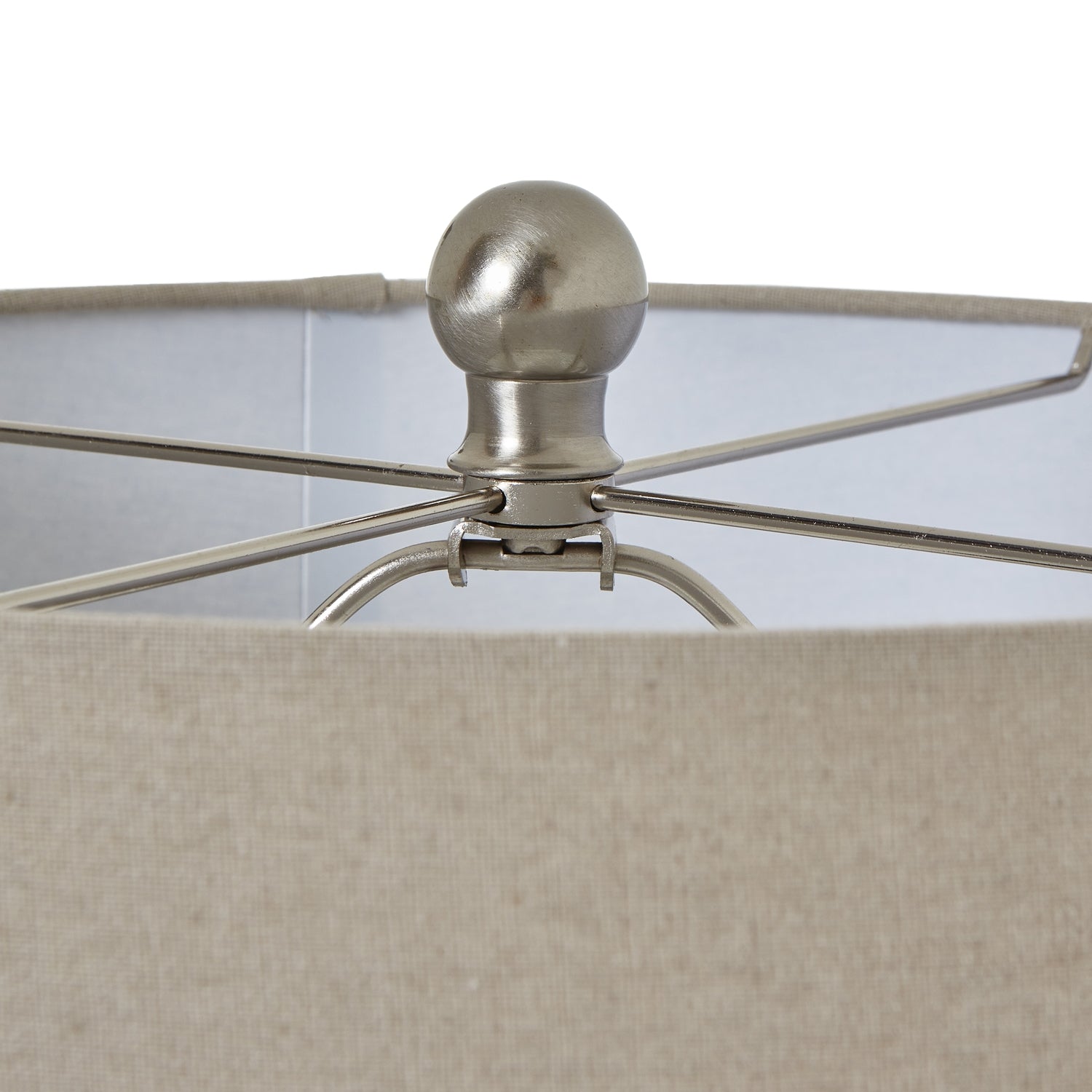 Linen lampshade detailing on Squat White Beaded Ceramic Lamp, perfect for luxury and designer furniture collections.