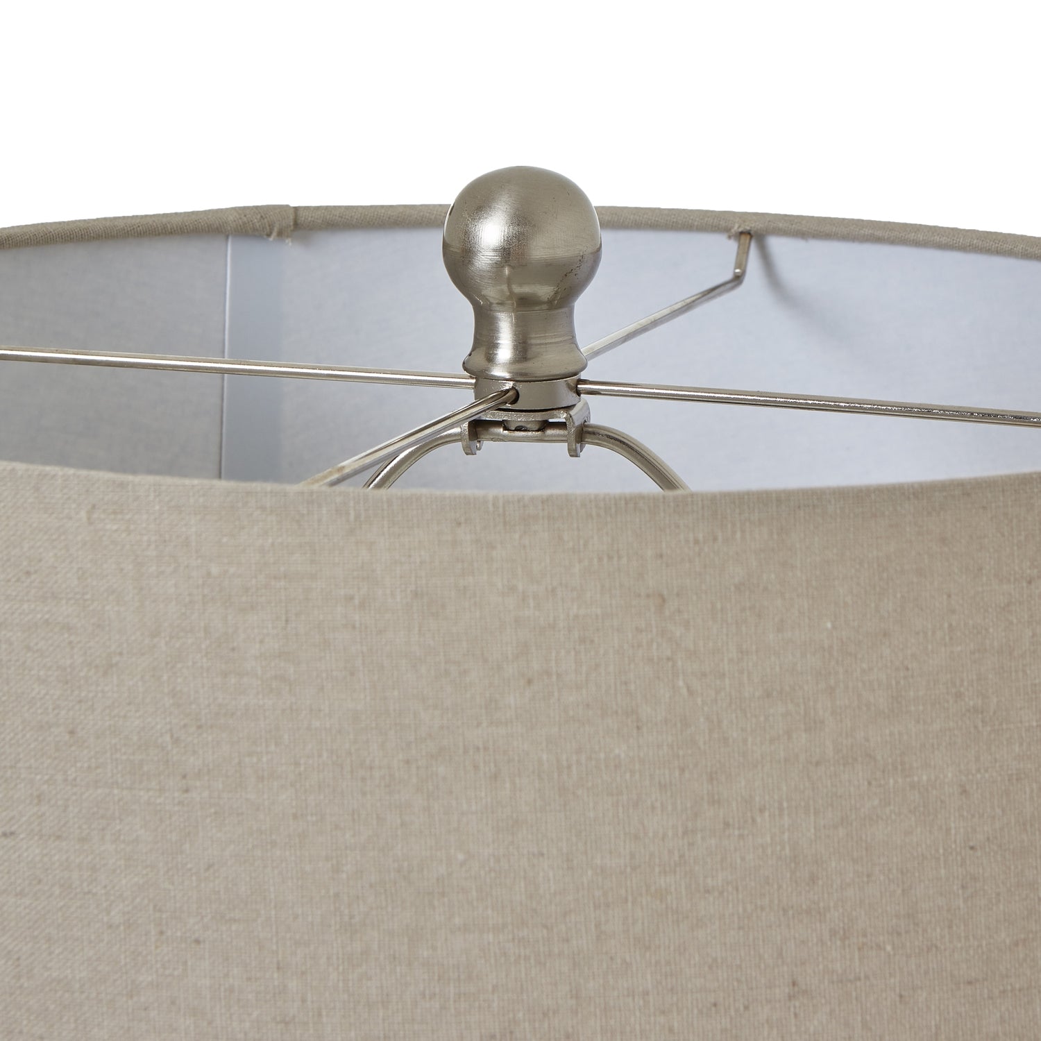 Close-up of White Beaded Ceramic Lamp's linen shade showcasing modern luxury and designer craftsmanship in curated furniture collection.