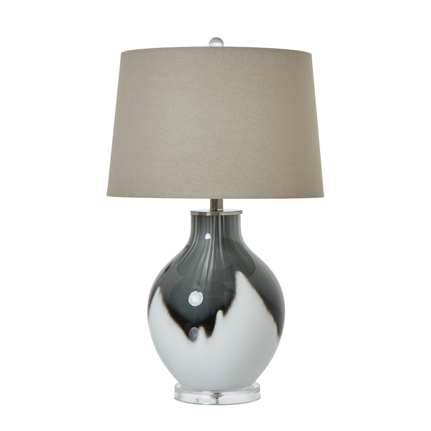 Grey Shadows Table Lamp with Linen Shade, luxury designer furniture, sleek ombre glass base with premium modern style for home decor