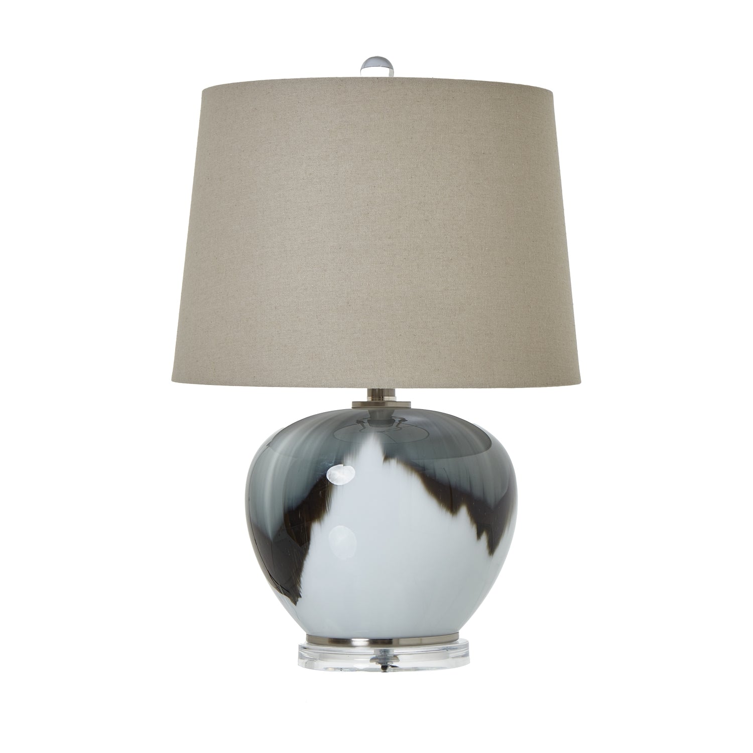 Grey glass table lamp with linen shade – Luxury Furniture by Designer, premium modern home decor, curated furniture collection.
