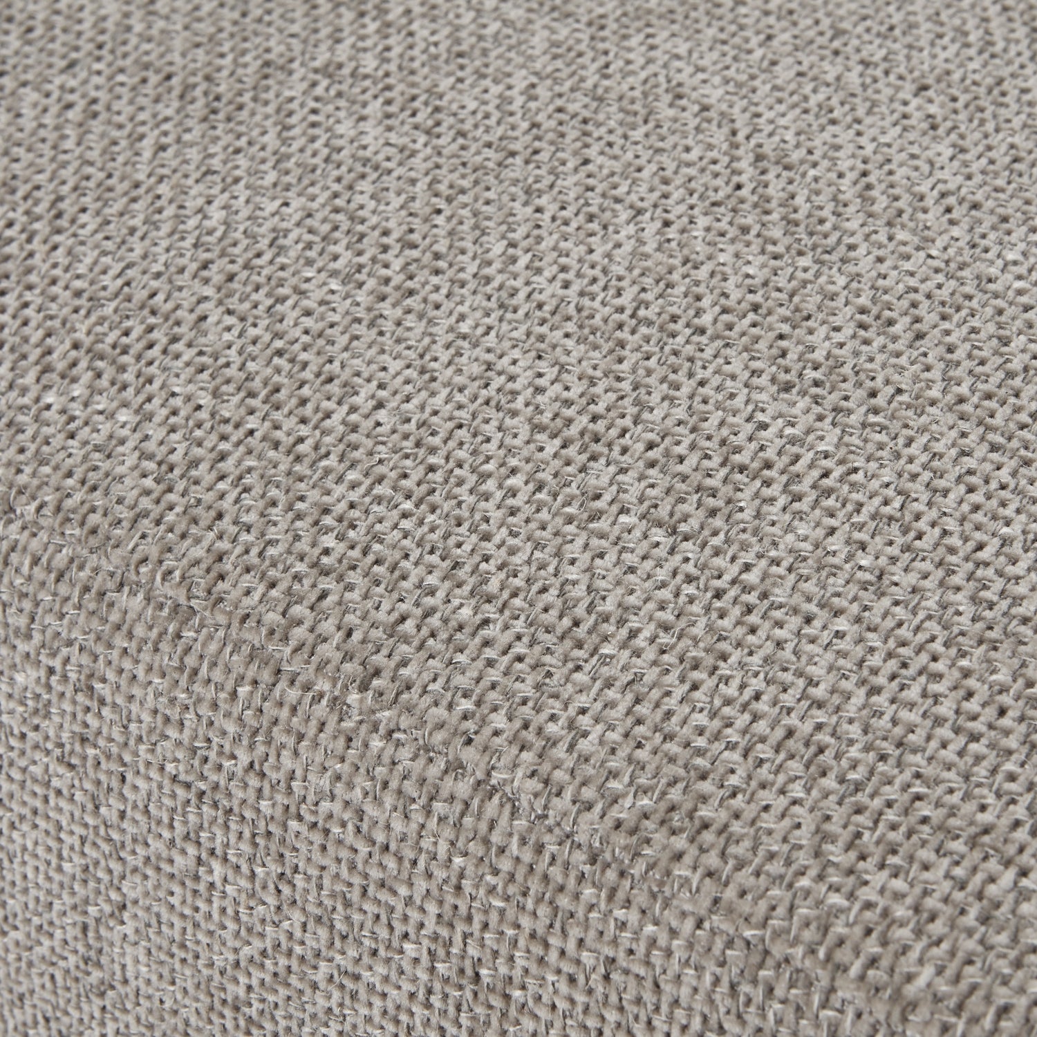 Close-up of Vesper Taupe Ottoman fabric, showcasing luxury designer furniture texture for premium modern home decor.