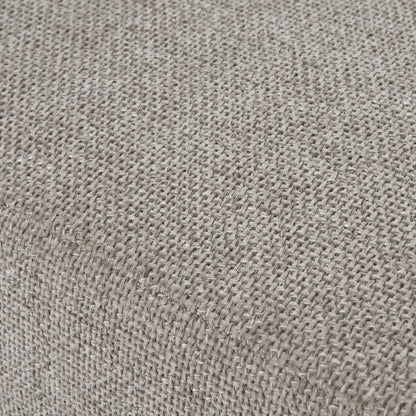 Close-up of Vesper Taupe Ottoman fabric, showcasing luxury designer furniture texture for premium modern home decor.