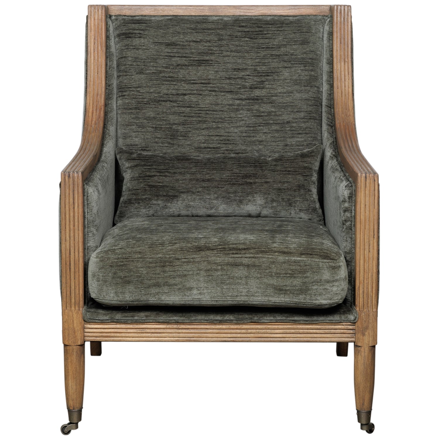 Albury Olive Armchair with velvet upholstery and wooden frame - Luxury Designer Furniture for modern, curated home decor collections.