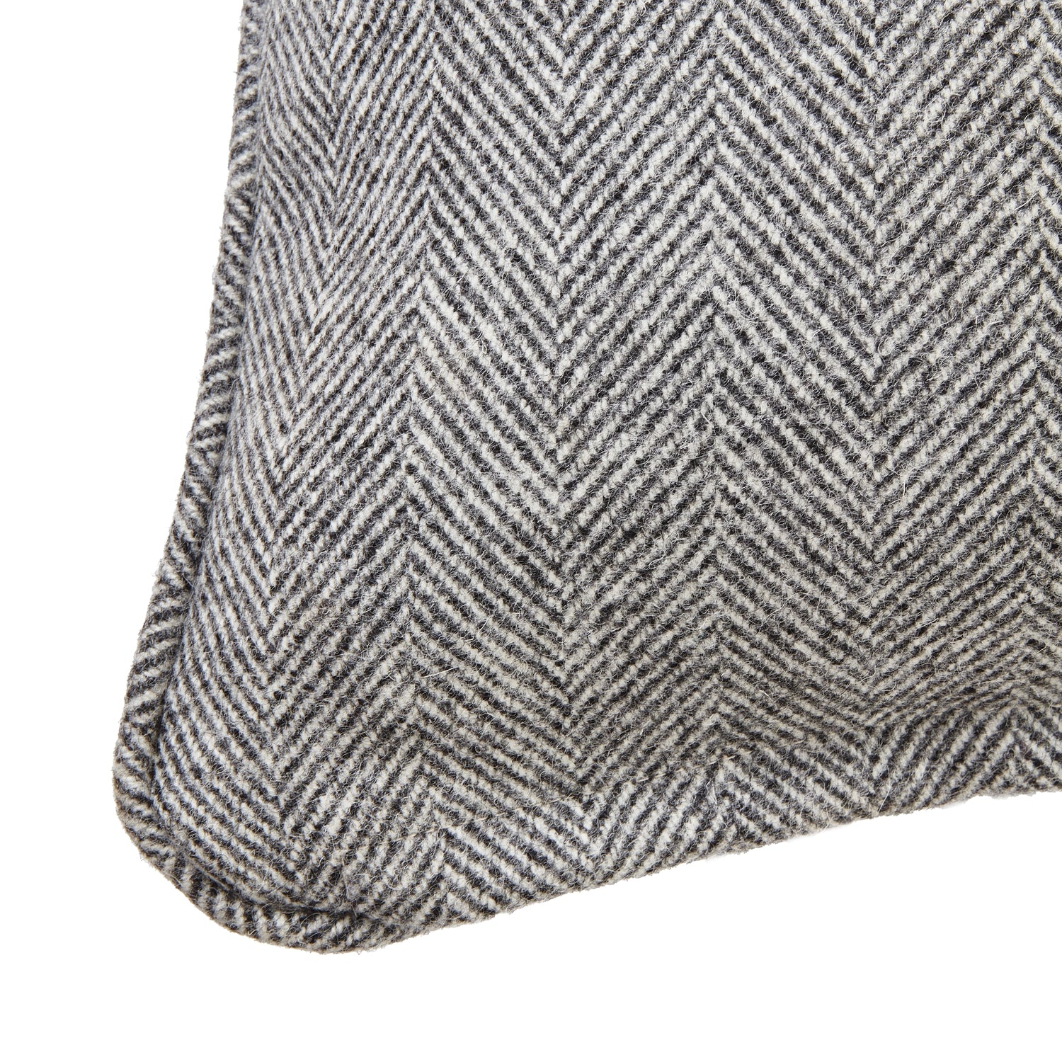 Grey Herringbone Pure Wool Cushion With Piped Edge - Luxury and Designer Furniture. Premium Modern Furniture for Curated Home Decor.