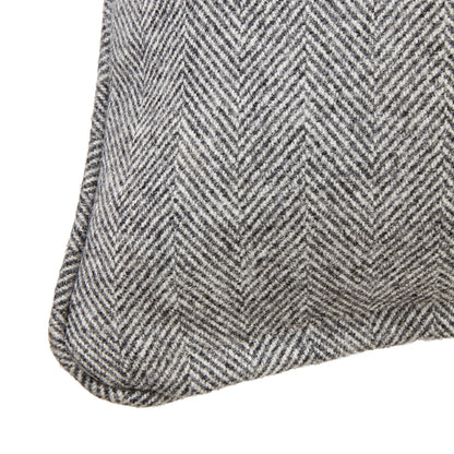 Grey Herringbone Pure Wool Cushion With Piped Edge - Luxury and Designer Furniture. Premium Modern Furniture for Curated Home Decor.