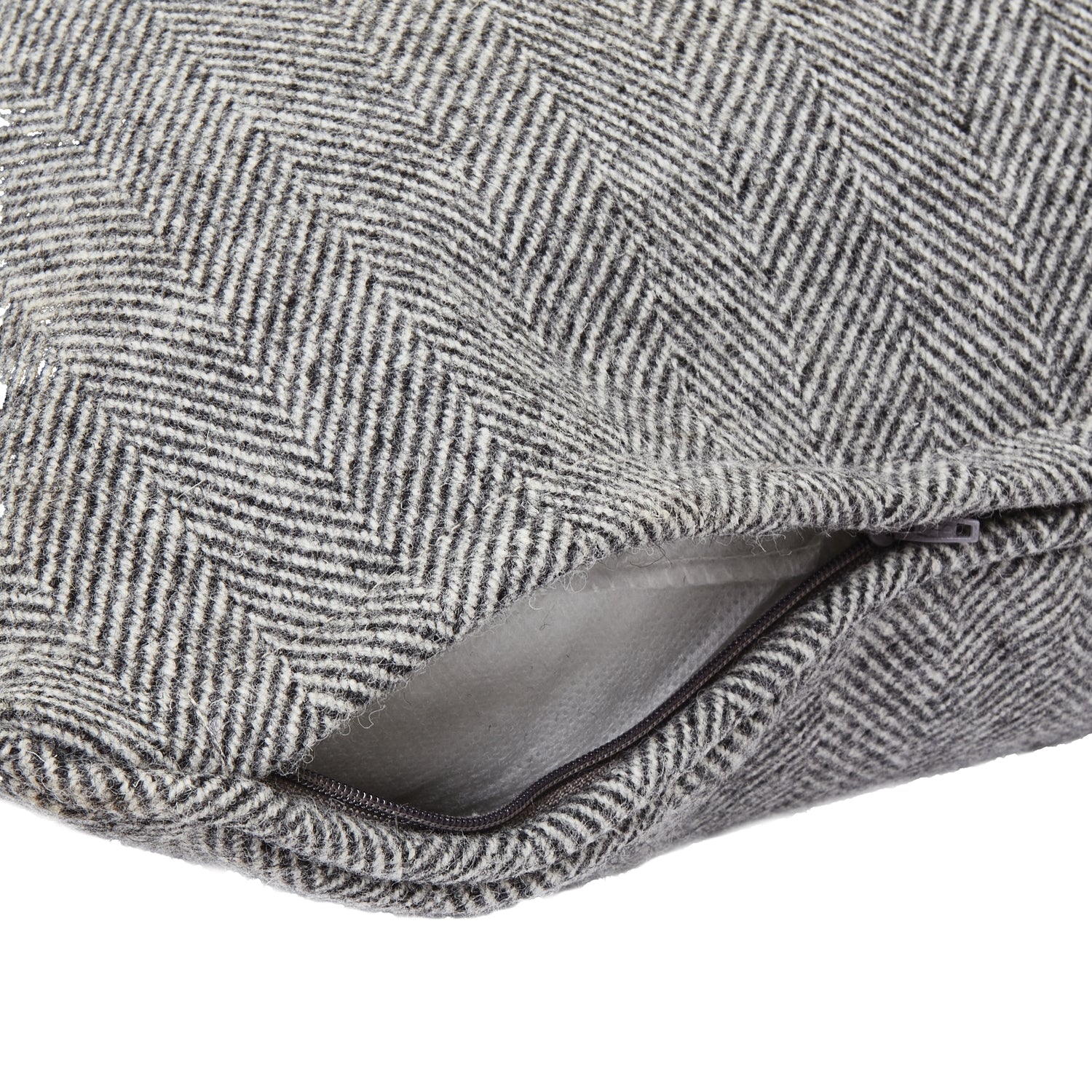 Grey Herringbone Wool Cushion by Luxury Furniture | Premium Modern Design | Designer & Curated Home Furnishings | Piped Edge Detail