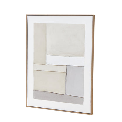 Contempo Alpha Framed Painting On Canvas—Luxury Furniture piece by Designer Furniture brand. Minimalist modern art in cream and grey tones.