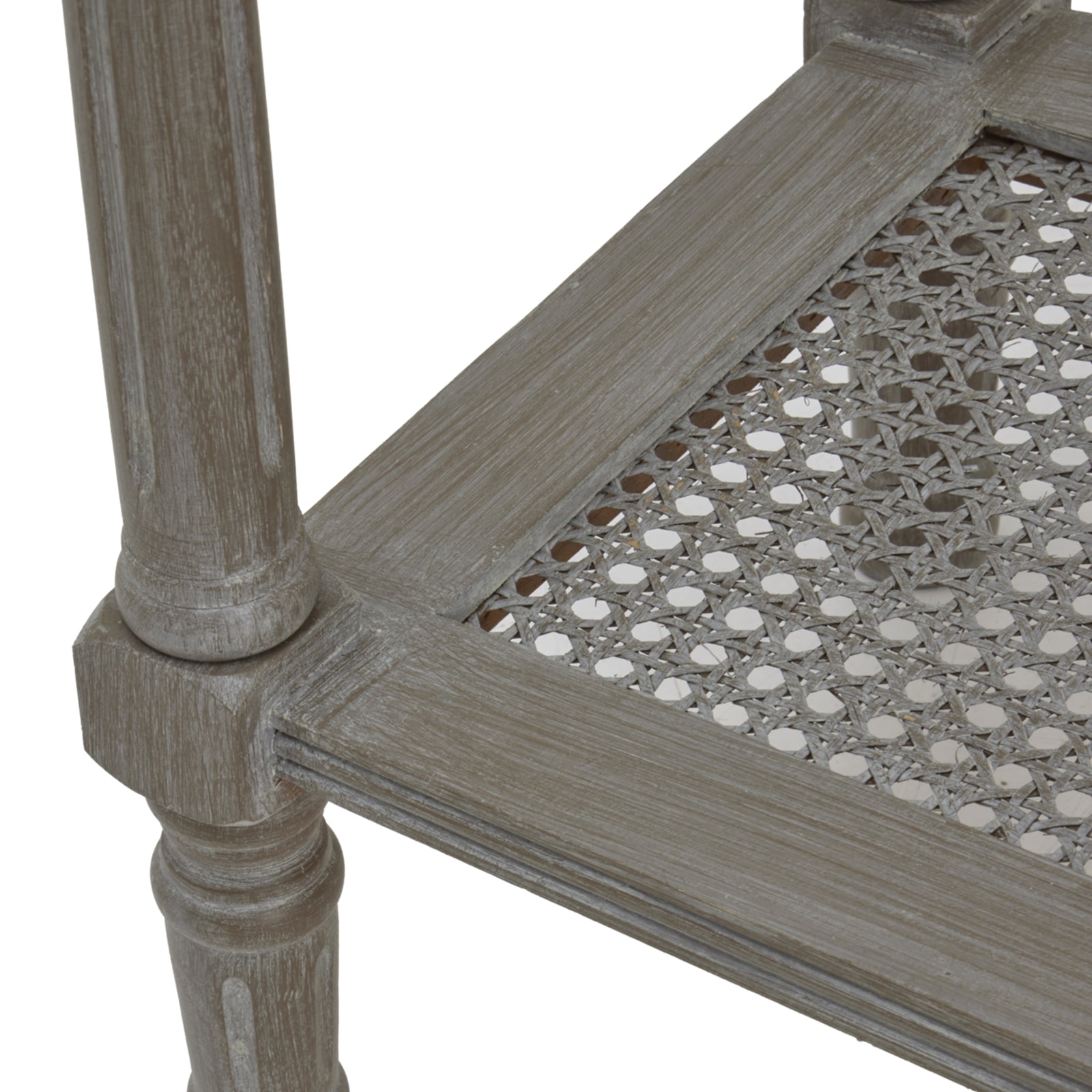 Close-up of The Serene Rattan Collection Console Table's intricate woven rattan detail, showcasing luxury modern furniture design.