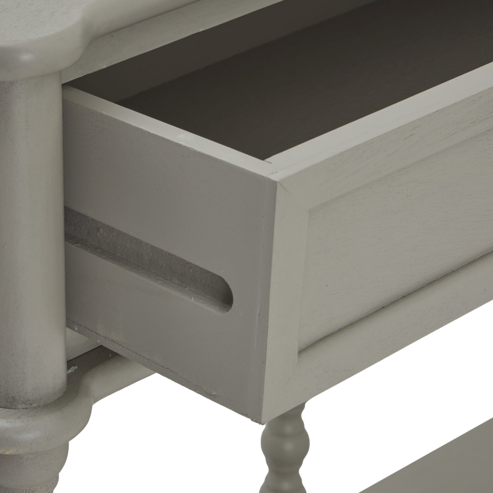 The Camden Collection Large Two Drawer Console Table open drawer, showcasing luxury and modern design in premium home furnishings.