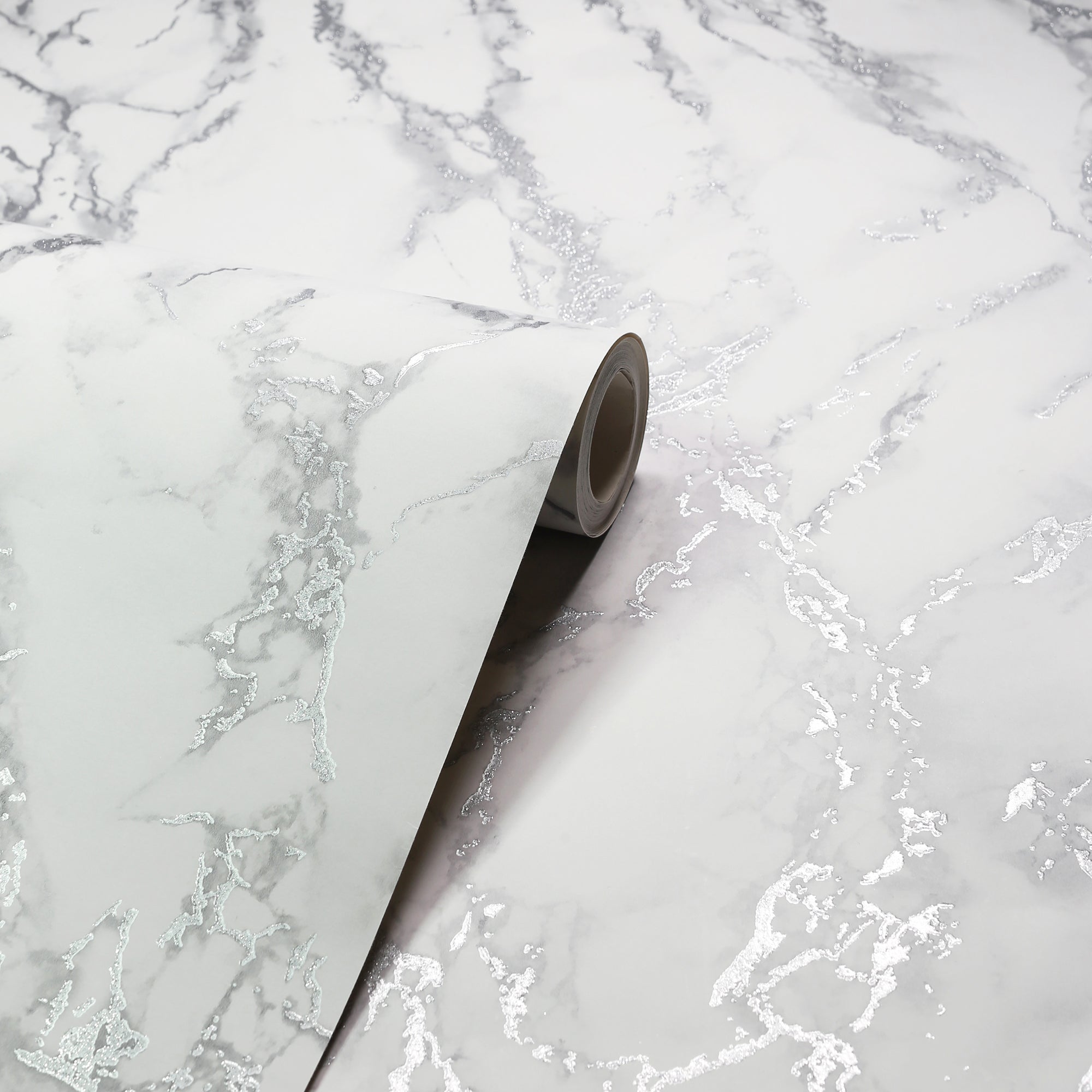 Carrara Marble Silver Wallpaper image 2