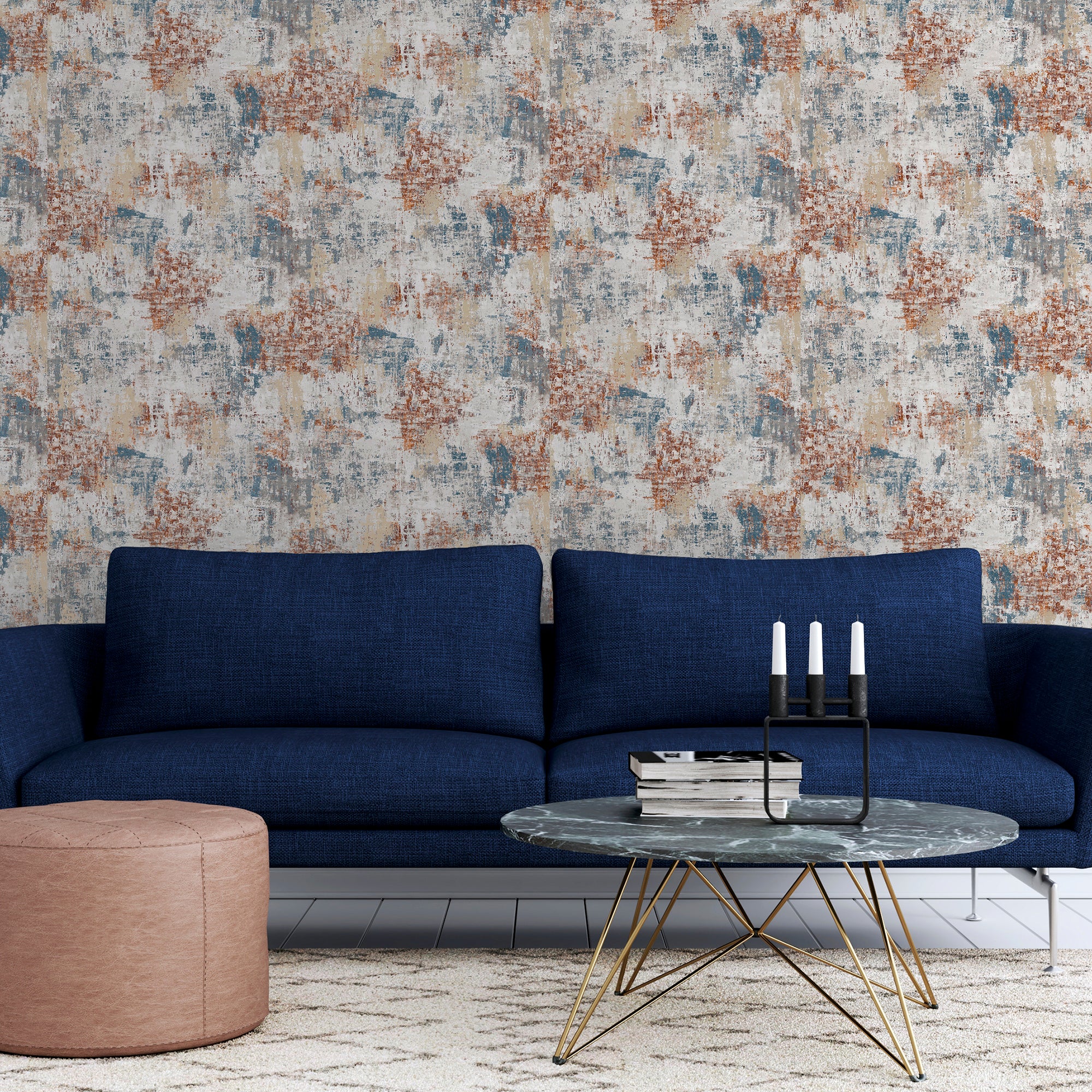 Abstract Texture Copper Navy Wallpaper image 5