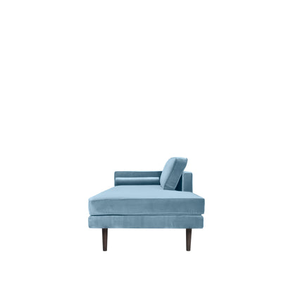 Pastel blue Wind Chaise Longue left-sided, luxury modern furniture for stylish home decor, by premium designer. Ergonomic and elegant.
