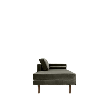 Wind Chaise Lounge Right Sided by Broste Copenhagen in Grape Leaf Green, luxury designer furniture for modern home decor.