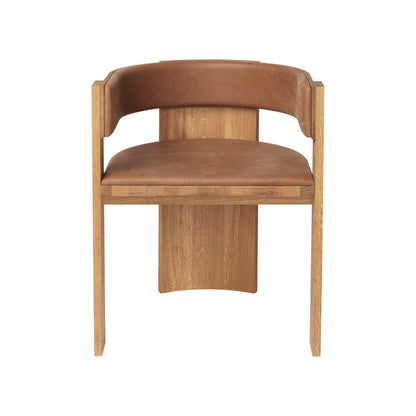 Collector Dining Chair - Leather Upholstery, modern luxury furniture with FSC-certified oak and warm cognac leather for elegant decor.