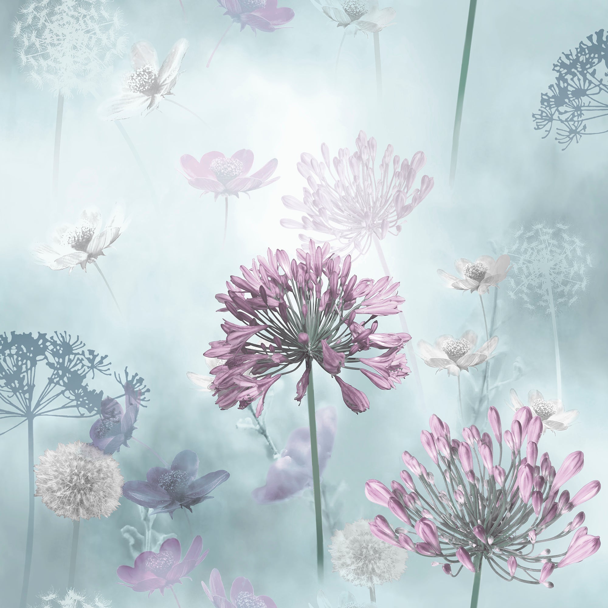 Spring Meadow Duck Egg Wallpaper image