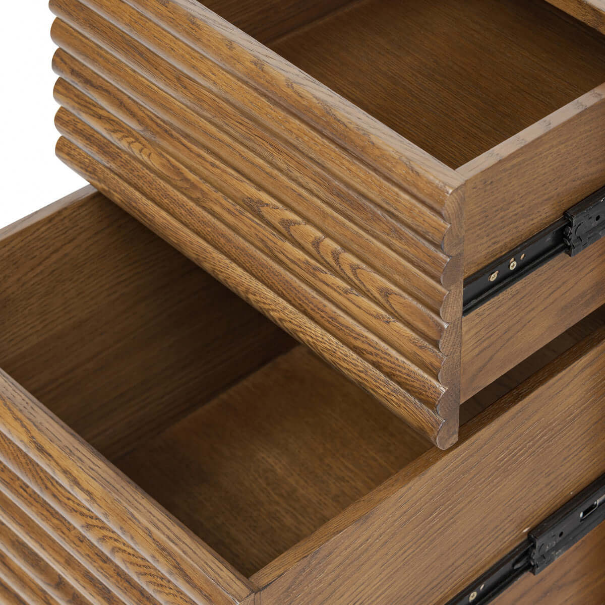 Charlton Ribbed Walnut Bedside | 2 Drawer
