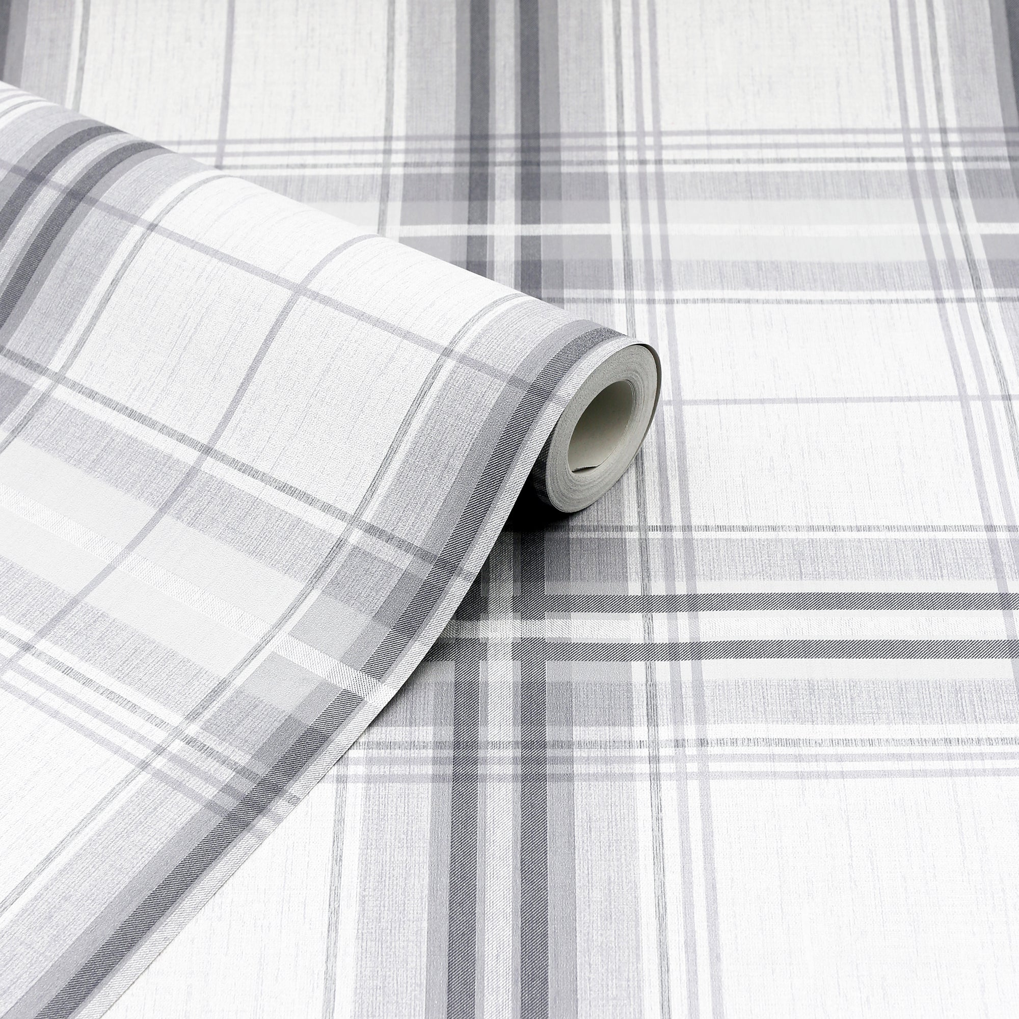 Woven Check Grey/White Wallpaper image 2