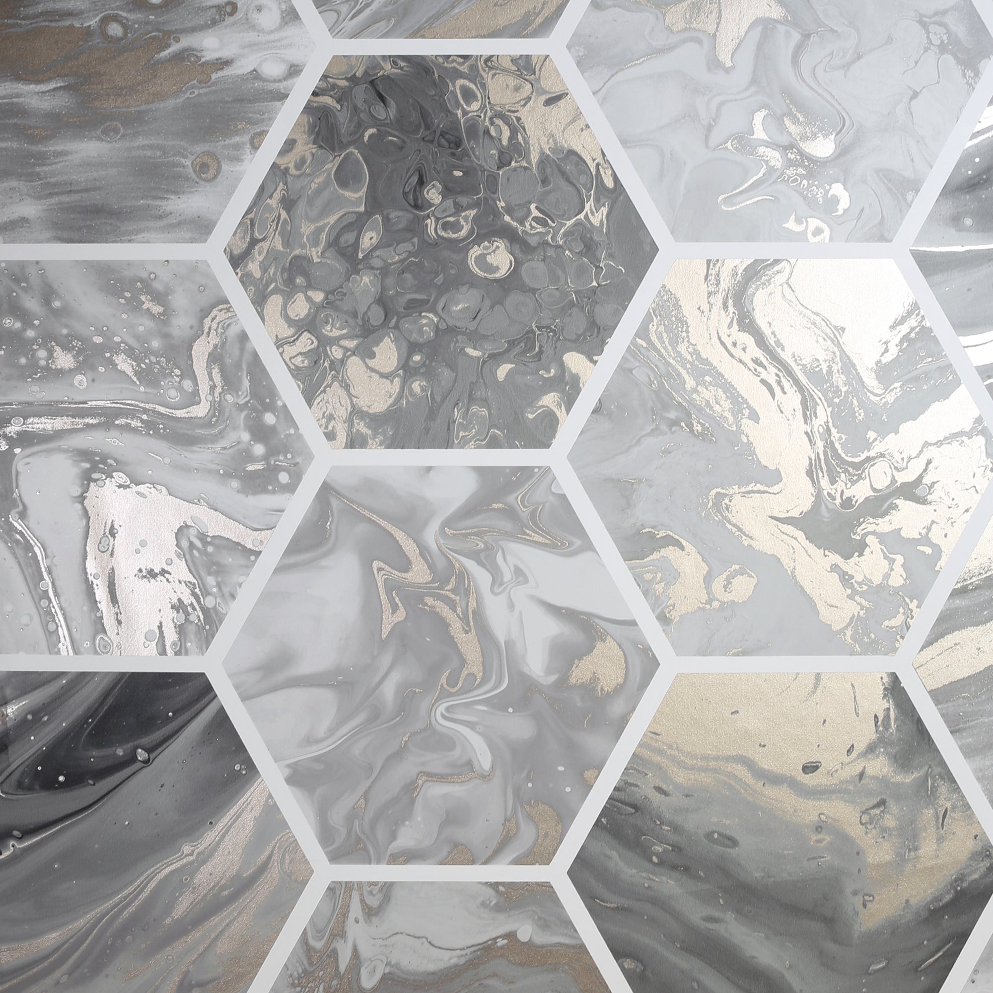 Marbled Hex Charcoal/Rose Gold Wallpaper image
