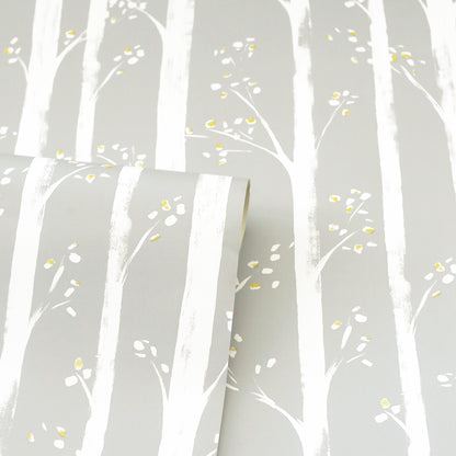 Pretty Trees Ochre/Grey Wallpaper image 2