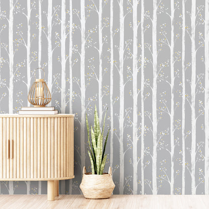 Pretty Trees Ochre/Grey Wallpaper image 5
