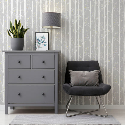 Pretty Trees Ochre/Grey Wallpaper image 3