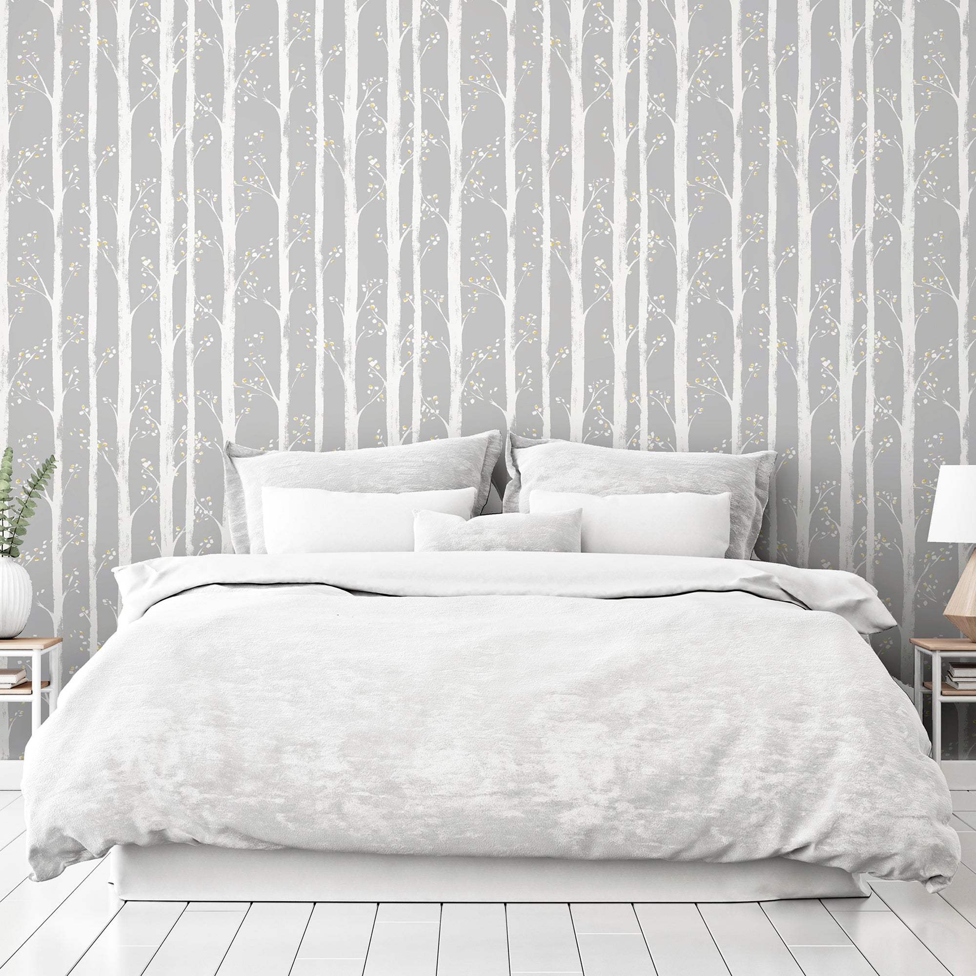 Pretty Trees Ochre/Grey Wallpaper image 4