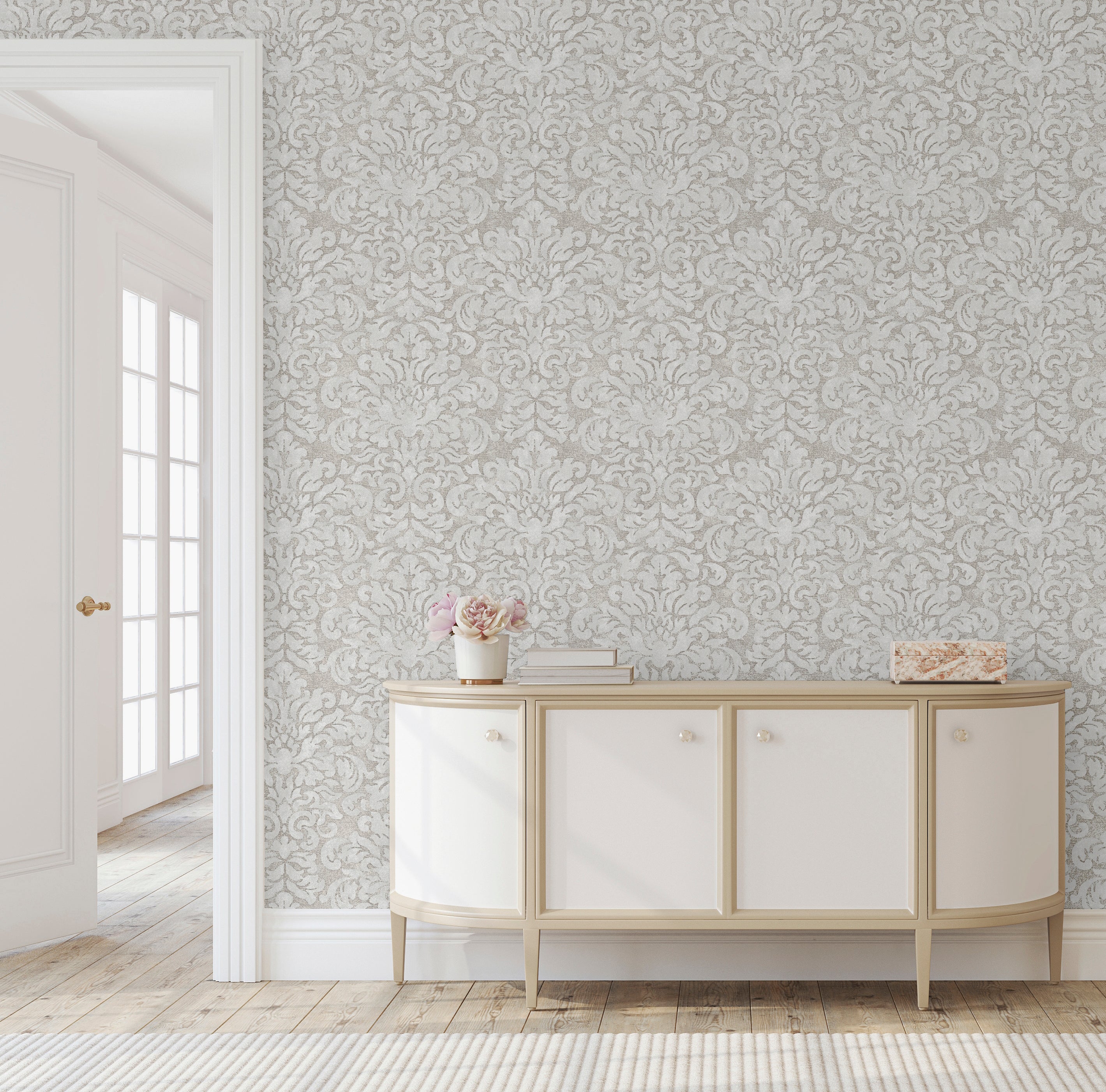 Marinski Damask Soft Gold & Natural Wallpaper image 4