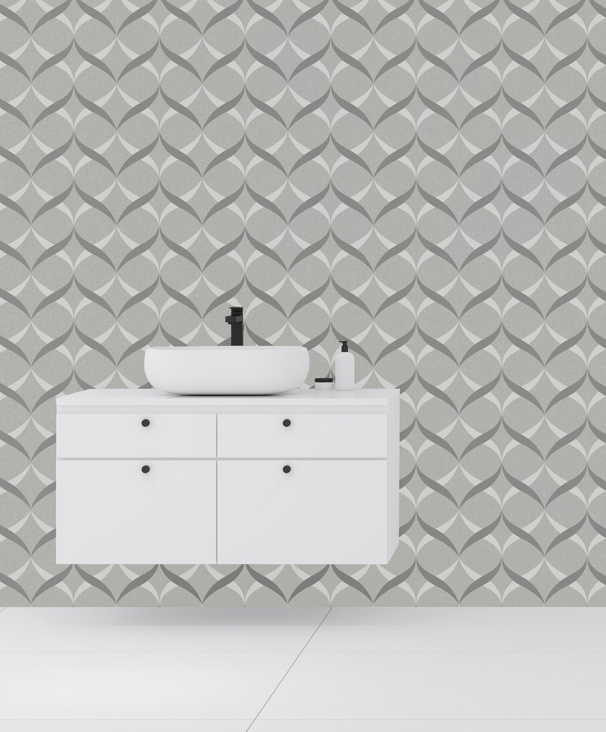 Metallic Ogee Silver Wallpaper image 3