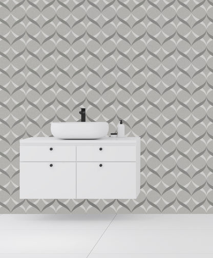 Metallic Ogee Silver Wallpaper image 3